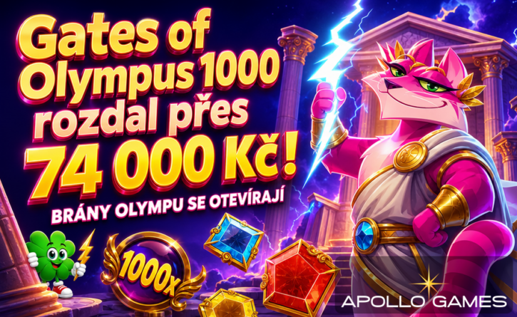 Výhry přes 74 000 Kč na hře Gates of Olympus 1000
