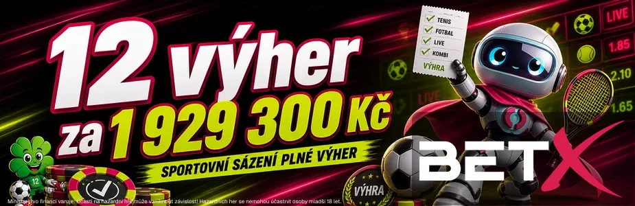 12 výher za 1 929 300 Kč v BetX