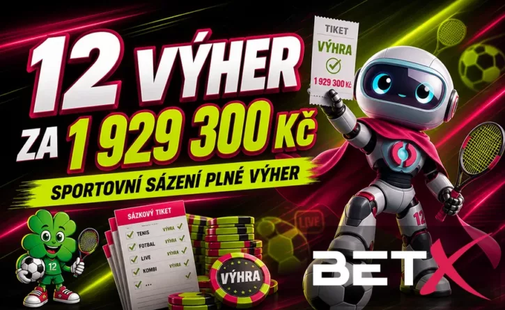 12 výher za 1 929 300 Kč v BetX