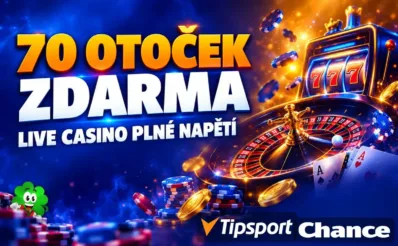 Bonus 70 free spinů v Live casinu Tipsport a Chance