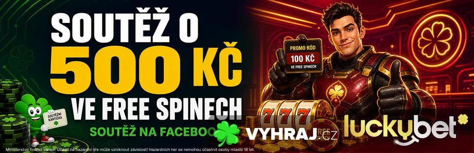 Facebooková soutěž o 500 Kč ve free spinech v LuckyBet
