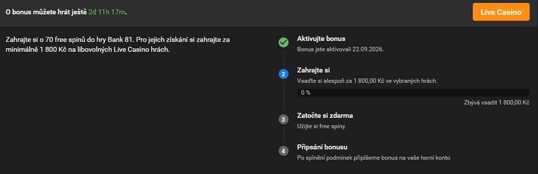 Tipsport plnění bonusu