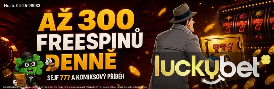 300 free spinů denně u Luckybetu