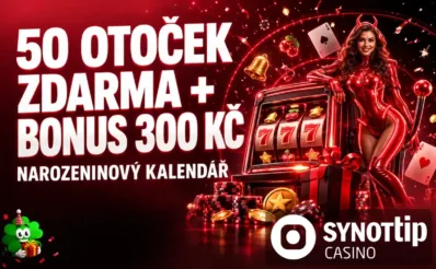 50 otoček zdarma plus bonus 300 Kč u Synottipu