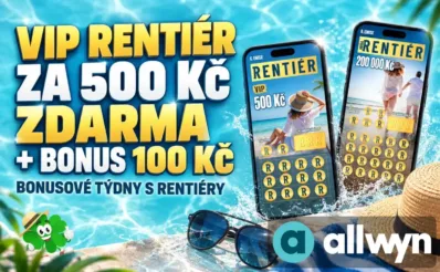 Los VIP Rentiér za 500 Kč zdarma + bonus 100 Kč u Allwynu