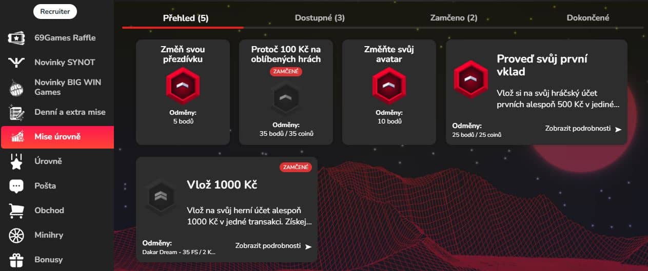 Mise úrovně 69Games casino